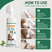 Nettoyant professionnel dégraissant OEM pour queue de chat, antibactérien, sans rinçage, traitement de la séborrhée pour chats, mousse pour la queue des animaux de compagnie