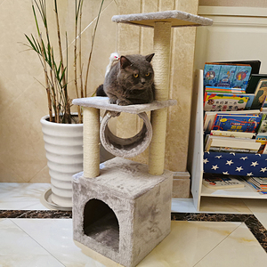 Torre del gatto chiaro ciotola albero grande con foglie di bisal 2 strati Arbre Chat Gant <span class=keywords><strong>casa</strong></span> Beige di lusso moderno legno naturale arancione - Product Image 2
