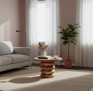 Table d'appoint sculpturale en teck mandarin - Product Image 4