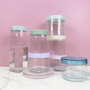 Custom Food Grade <b>Clear</b> PET <b>Container</b> 4oz 250ml Chocolate Cake Nuts Cookies Ice Cream Honey Candy 8oz <b>Plastic</b> Jar With White Lid - Product Image 3