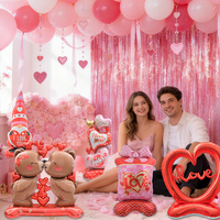 Ballon géant en forme d'ours avec broderie cœur pour organisation de mariage 2026, idéal pour la Saint-Valentin