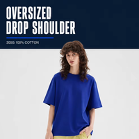 T-shirt en coton brodé personnalisé OEM, décontracté, 300 g/m², vintage, couleur unie, manches courtes, unisexe, confortable, grande taille, été