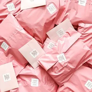 Personalizado impresso logotipo biodegradável reciclável poli utentes embalagem rosa transporte postal mailing bag para roupas