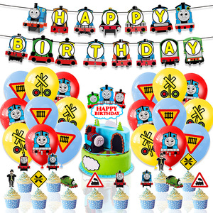 Suministros de Decoración para Fiestas de <span class=keywords><strong>Cumpleaños</strong></span> con Temática de Dibujos Animados, Globos de Látex, Adornos para Cupcakes con Forma de Tren, Pancarta, Decoraciones para el Hogar, Baby Shower - Product Image 1
