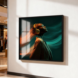 Pintura decorativa de cristal abstracto con temática de música personalizada | Arte de pared moderno para sala de estar dormitorio Oficina al por mayor - Product Image 1