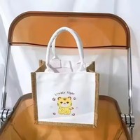 Sac en toile de jute personnalisé avec logo imprimé, robuste, réutilisable, motif tigre estival, idéal pour l'artisanat et le bricolage, vente en gros