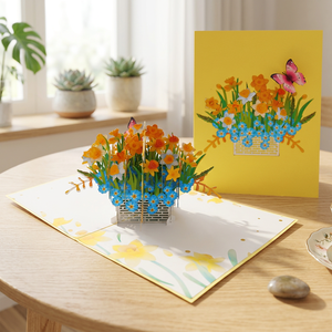 Best Seller 3D Pop Card Custom Laser Cut Handmade Art Paper Flower Basket Design Love Style Valentine's Day Gift Customizable - Product Image 1