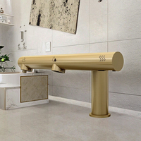 Distributeur de savon automatique 3-en-1 en laiton à poignée unique, design moderne, avec séchoir à mains intégré, noyau de valve en céramique, sans contact, monotrou, pour montage sur plan