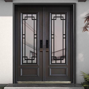 Nouvelle conception moderne de <span class=keywords><strong>porte</strong></span> d'entrée extérieure sécurisée en aluminium, <span class=keywords><strong>porte</strong></span> principale de patio avec grain de bois et verre, <span class=keywords><strong>porte</strong></span> de sécurité - Product Image 4
