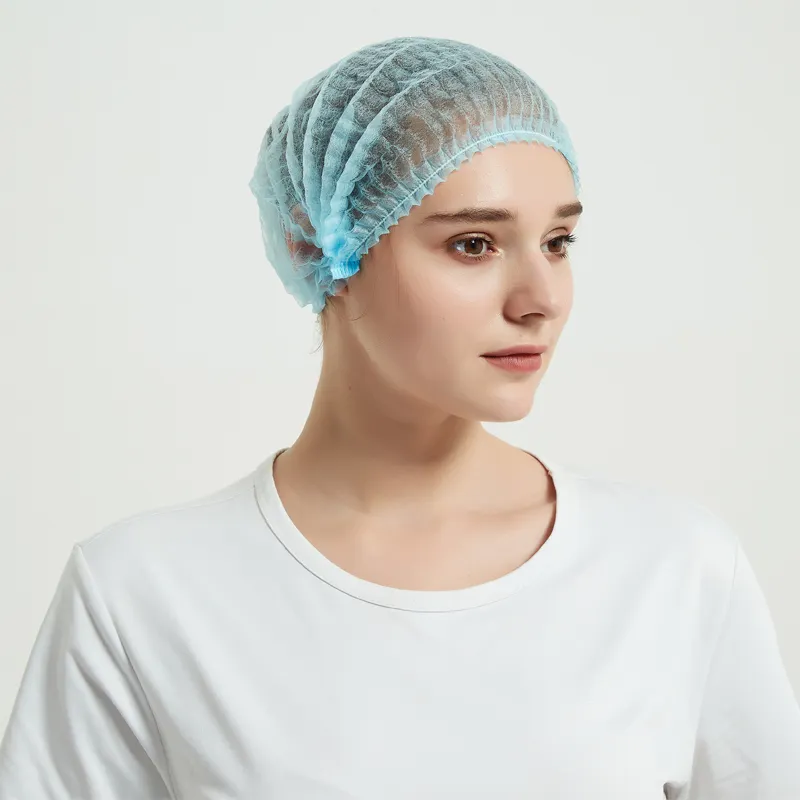 Bouchon à clip en PP non tissé jetable Bouffant Head Cover Hair Net Chirurgical Doctor Hat Round Mob Caps