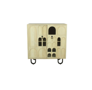 Armoire à deux portes en bois de manguier massif avec des accessoires en verre, conçue pour un rangement élégant et une présentation, écologique, gain de place, pour la maison et l'école - Product Image 4