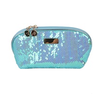 Vente en gros de sacs de maquillage à paillettes à la mode pour dames Sacs à main personnalisés à paillettes bleu flash Pochette de maquillage Sacs à cosmétiques à promouvoir