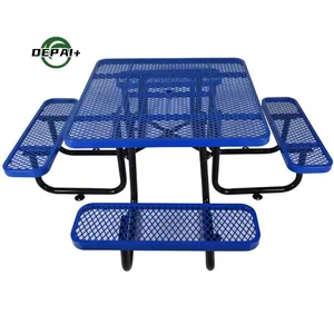Commercial Outdoor Parks Steel 46 Inches Square Picnic Tables For USA Streets