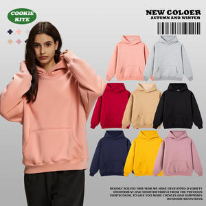 YGR8811Men's Winter Solid Fleece Hooded Sweater 600g Heavy Velvet Padded Loose Fit Pullover Hoodie - Product Image 4