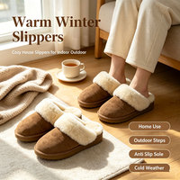 Chaussons en véritable peau de mouton, chaussures d'hiver en laine véritable, pantoufles chaudes en peluche, antidérapantes, pour l'intérieur et l'extérieur, fabricant de chaussures