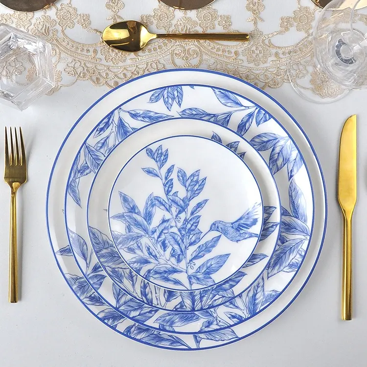 керамика синей птицы деревьев пересылка посуды костяного фарфора посуда с суповую тарелку, производство Китай, оптовая продажа