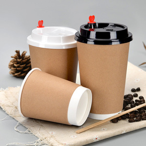 Tazza da Caffè Ecologica Personalizzata a Doppia Parete in Carta Kraft con Logo Stampato e Rivestimento in PE - Product Image 3