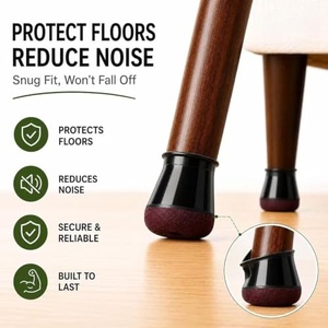 Protections de pieds de meubles en silicone pour chaises de bureau et tables, avec revêtement en feutre - Product Image 2