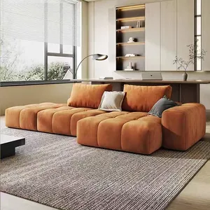 อิตาเลี่ยนLuxury Designเฟอร์นิเจอร์โมเดิร์นโซฟาห้องนั่งเล่นชุดโซฟาLรูปร่างผ้าขายร้อนNordic Lazy Sleeperโซฟา