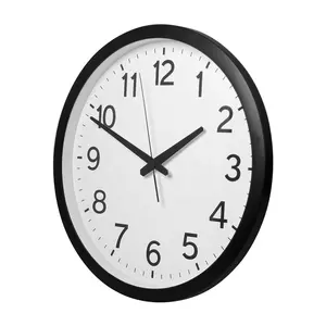 Orologio da parete decorativo in plastica economico da 12 pollici per soggiorno moderno rotondo nero bianco classico semplice orologio personalizzato Slient
