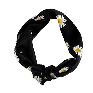 Fascia per capelli Angelina in raso con nodo a margherita, 3 cm, stampa floreale, accessorio regolabile per capelli da donna e ragazza - Product Image 4