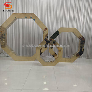 SMOOTH Stainless Steel <b>Gold</b> Mirror Octagonal Solid Wedding Arch Metal <b>Backdrop</b> for Birthday Events - Product Image 2