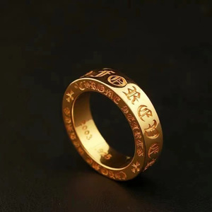 Bague en laiton antique plaqué or avec croix en diamant pour hommes et femmes, bague de couple, design classique, bijou tendance, cadeau - Product Image 6