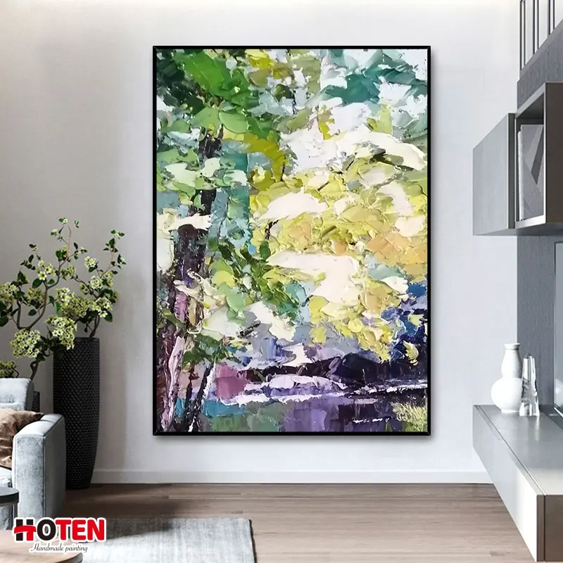 Hete Verkoop Abstracte Mooie Bomen Landschap Olieverfschilderij Muurkunst Canvas 100% Handgeschilderde Kunst