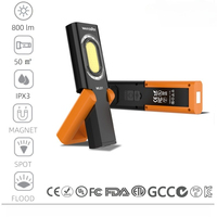 Lampe torche LED COB portable EDC rechargeable par USB, étanche, longue portée, magnétique, avec crochet pliable à 180°, intensité réglable, pour la maison