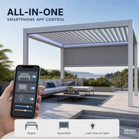 Pergola motorisée en aluminium à lames orientables MEXIN, véranda en verre, télécommande, lames réglables pour jardin, patio, extérieur