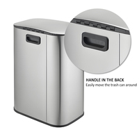 Grande poubelle en acier inoxydable de 50L Poubelle de recyclage Poubelle de cuisine en acier inoxydable en métal de 13 gallons avec couvercle souple