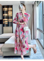 Robe longue plissée décontractée pour femme, style Miyake, qualité supérieure, imprimé floral, tissée, modeste, vente directe usine