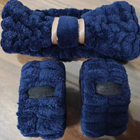 Ensemble de bandeaux légers unisexes pour spa et maquillage, motif fleurs, 5 pièces, avec éponge, oreilles d'ours, pince à cheveux et bracelet pour adolescentes/femmes, couleur foncée