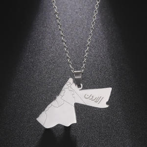 Collier chaîne avec pendentif carte du Royaume de Jordanie en acier inoxydable, plaqué argent, or 18 carats et or <span class=keywords><strong>rose</strong></span> - Product Image 3