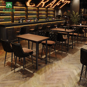 अमेरिकी रेट्रो शैली कॉफी शॉप रेस्तरां बार टेबल और कुर्सी सेट करें और कैफे और बार के लिए वाणिज्यिक बार मल और उच्च कुर्सियां - Product Image 2