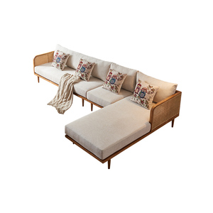 Juego de Sofás de Madera Maciza Personalizado, Hecho a Mano con Ratán Genuino, de 3 Plazas, para Interiores de Estilo Australiano Contemporáneo - Product Image 5