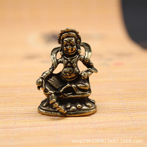 Porte-clés Bouddha Tibétain en Laiton Massif, Ornement Pipa Bouddha, Pendentif Thème Dieu de la Richesse Jaune, Cadeau Unisexe - Product Image 4