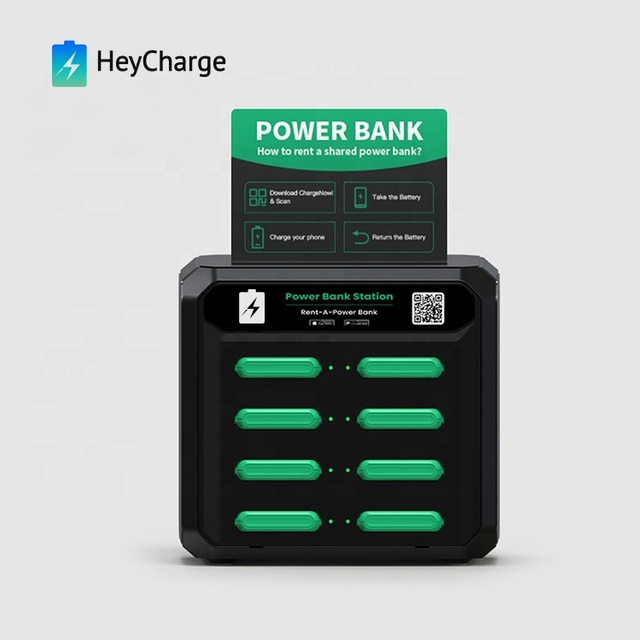 Portable 8-in-1 Wireless Charging Fast Charging Waterproof Rental Power Bank with Type-C Cable & 5000mAh Battery for Bars Cafes
