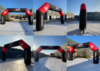 Arche publicitaire gonflable imperméable en tissu Oxford personnalisé Promotion de jeu de sport Logo personnalisé pour événements Start Archway Angled