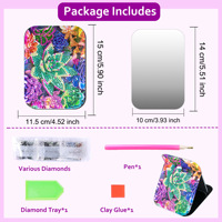5D diamant peinture dessin animé Double face pleine perceuse acrylique fleur pliable et debout miroir de maquillage