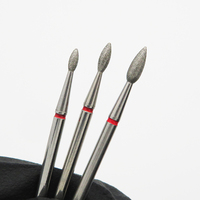 Manucure russe rouge Fine petite flamme diamant foret à ongles cuticule acier inoxydable foret à ongles goutte