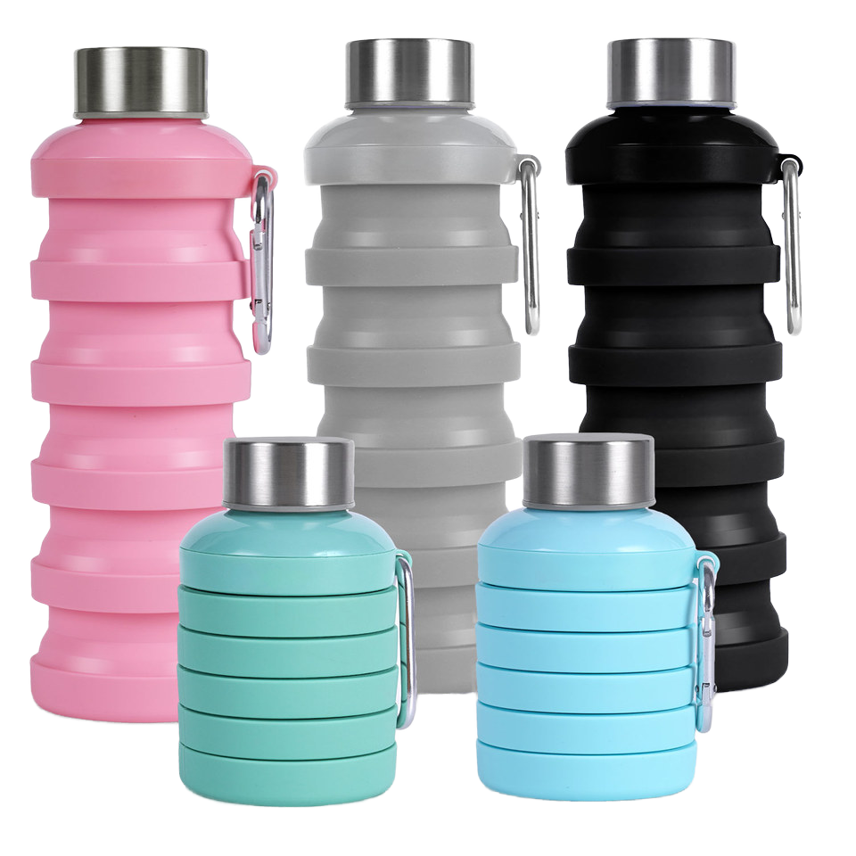 Pure Product Source Collapsible Water Bottle - Reusable Silicone Foldable Sport Bottle With Carabiner, BPA Free - View #7