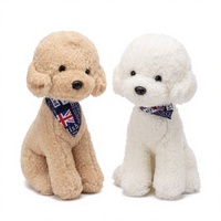 Boneka Teddy Poodle 8 Inci yang Mirip Asli, Super Lembut dengan Syal Bendera Inggris