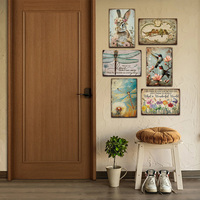 Juego de Letreros Metálicos Rústicos Vintage con Diseños de Animales, Decoración Retro para Pared de Jardín, Hogar, Patio y Cocina