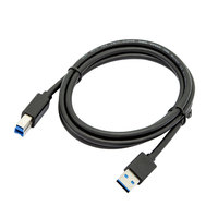 Kabel Printer USB, kabel Printer USB kecepatan tinggi, kabel cetak persegi tipe a pria ke B Pria Hitam PVC USB 3.0 konektor 3 Meter, kabel Printer kepang