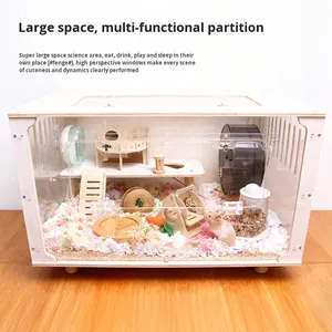 <strong>Hamster</strong> <strong>Cage</strong> Acrylic Transparent Golden Solid Button Eco-friendly <strong>Large</strong> Space Luxury Villa 80cm 100cm Breeding <strong>Cage</strong> 5kg Capacity - Product Image 5