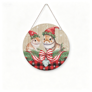 Panneau rond en bois Joyeux <span class=keywords><strong>Noël</strong></span>, motif mignon, impression personnalisée, décoration <span class=keywords><strong>de</strong></span> porte <span class=keywords><strong>de</strong></span> <span class=keywords><strong>Noël</strong></span> 20x20cm, style ferme américaine - Product Image 5