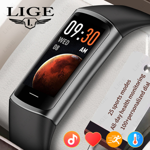 LIGE BW0661 (<span class=keywords><strong>14</strong></span> วัน) สายรัดข้อมืออัจฉริยะสำหรับเล่นกีฬา ตรวจวัดอุณหภูมิ ความดันโลหิต อัตราการเต้นของหัวใจ  ติดตามการนอนหลับ อุปกรณ์สวมใส่ ของขวัญ - Product Image 2
