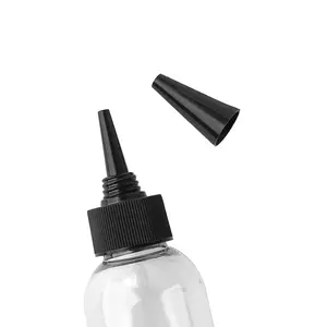 100ml PET Plastic Pointed Mouth Cap Dispensing Squeeze Applicator Bottle for Essential Oil Liquid with Twist Cap
