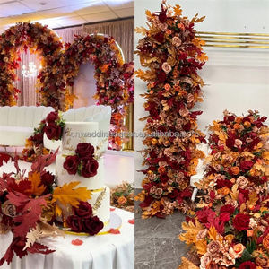 SMOOTH - Camino de Mesa Floral Otoñal Moderno Hecho a Mano con Flores Artificiales, Arreglo de Hojas de Arce Naranja Quemado, Arco de Flores para Boda - Product Image 6